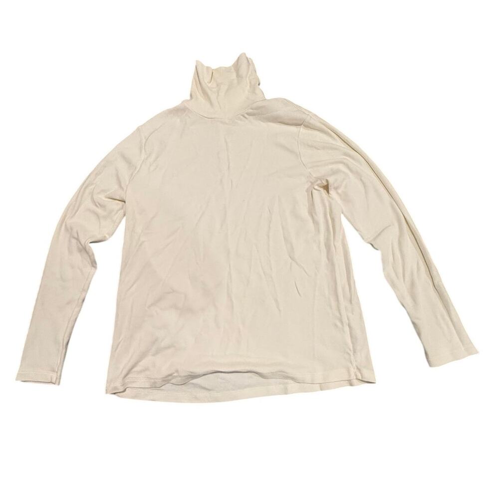White Stag Women's Cream Off-White Long Sleeve Turtleneck Top Size XL Cotton